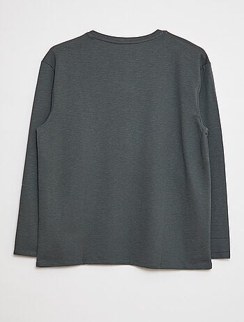 T-shirt manches longues avec col tunisien