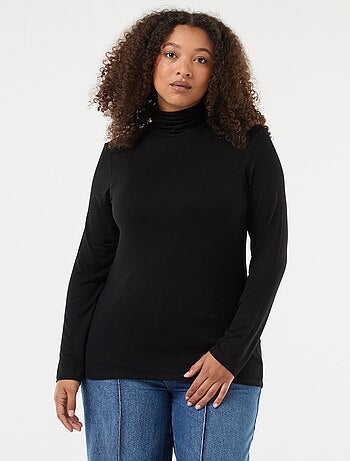 T-shirt manches longues col roulé uni
