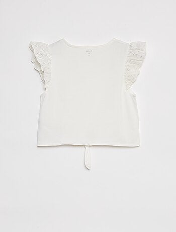 T-shirt noué avec manches courtes à volants