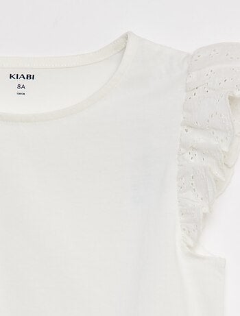 T-shirt noué avec manches courtes à volants