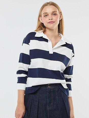 T-shirt polo oversize rayé