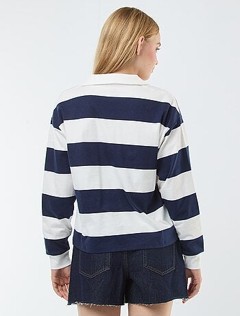 T-shirt polo oversize rayé