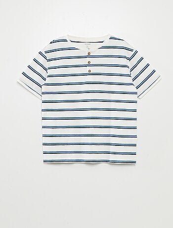 T-shirt rayé avec col tunisien