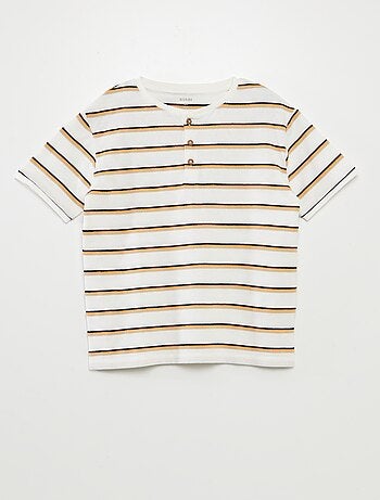 T-shirt rayé avec col tunisien