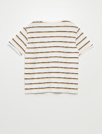 T-shirt rayé avec col tunisien