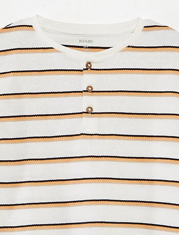 T-shirt rayé avec col tunisien
