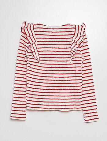 T-shirt rayé avec détails volantés