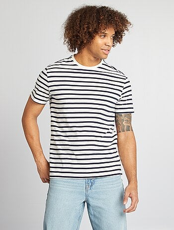 T-shirt rayé manches courtes col rond