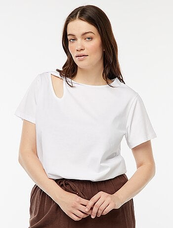 T-shirt uni avec fente ajourée avec effet twxité