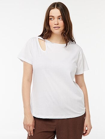 T-shirt uni avec fente ajourée avec effet twxité
