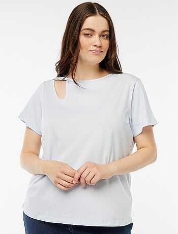 T-shirt uni avec fente ajourée avec effet twxité