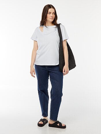 T-shirt uni avec fente ajourée avec effet twxité
