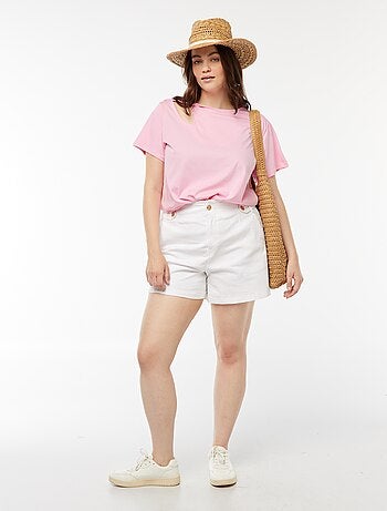 T-shirt uni avec fente ajourée avec effet twxité