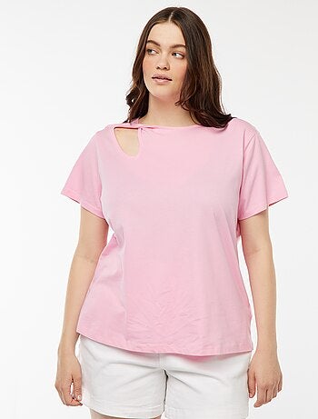 T-shirt uni avec fente ajourée avec effet twxité