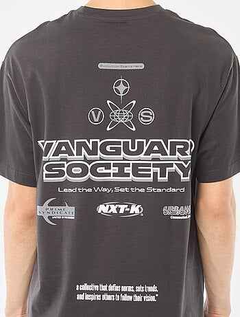 T-shirt uni imprimé recto/verso à manches longues