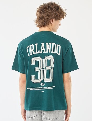 T-shirt uni imprimé recto/verso à manches longues
