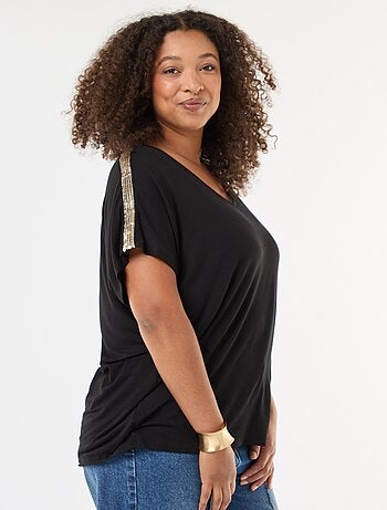 T-shirt 'Vero Moda' col V avec sequins