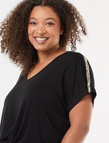 T-shirt 'Vero Moda' col V avec sequins