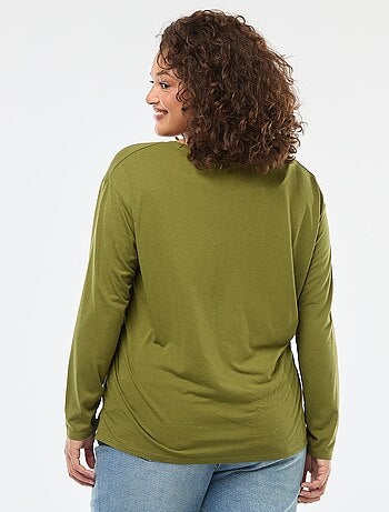 Tee-shirt basique col V et manches 3/4