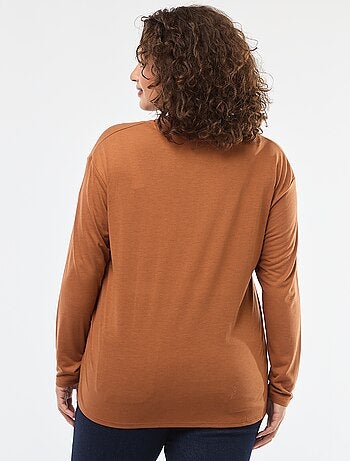 Tee-shirt basique col V et manches 3/4