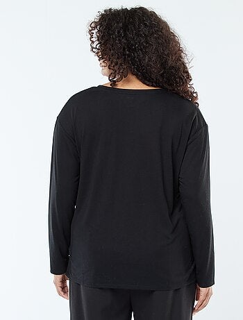 Tee-shirt basique col V et manches 3/4