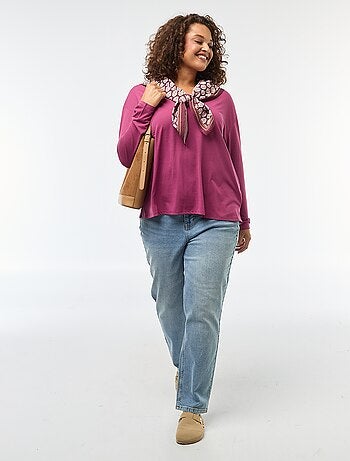 Tee-shirt basique col V et manches 3/4