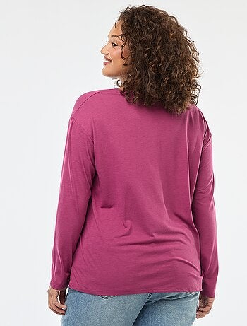 Tee-shirt basique col V et manches 3/4