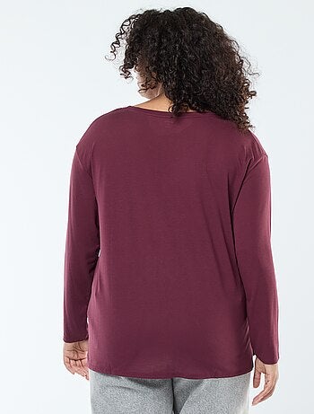 Tee-shirt basique col V et manches 3/4