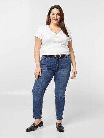 Tee-shirt côtelé avec encolure boutonnée