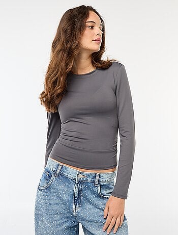 Tee-shirt cropped avec effet froissé