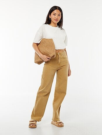 Tee-shirt cropped en maille gaufrée