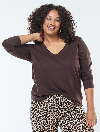 Tee-shirt en jersey avec col V et manches courtes
