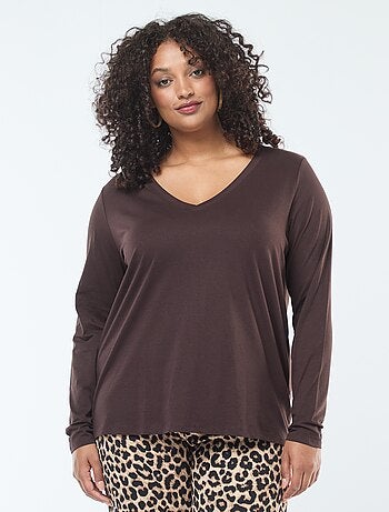 Tee-shirt en jersey avec col V et manches courtes