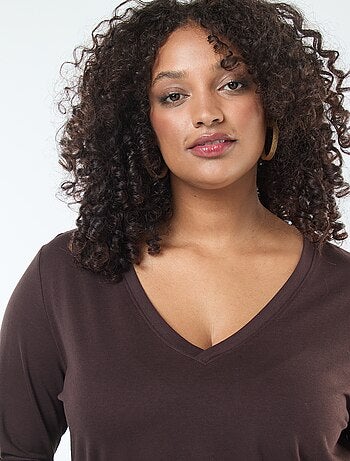 Tee-shirt en jersey avec col V et manches courtes