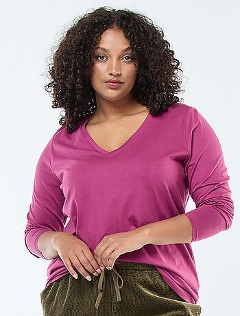 Tee-shirt en jersey avec col V et manches courtes