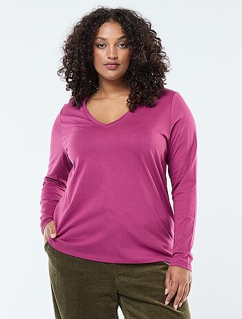 Tee-shirt en jersey avec col V et manches courtes