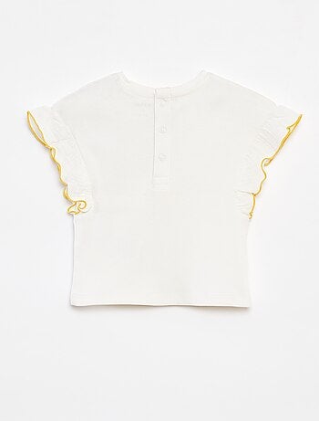 Tee-shirt en maille côtelée avec manches volantées