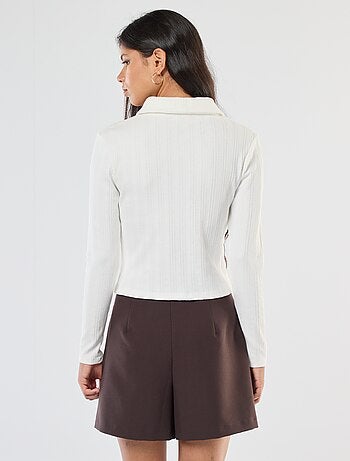 Tee-shirt en maille pointelle avec col polo