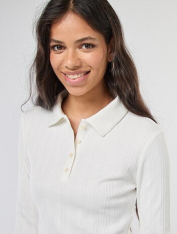 Tee-shirt en maille pointelle avec col polo