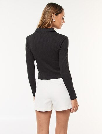 Tee-shirt en maille pointelle avec col polo