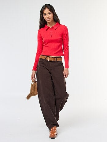 Tee-shirt en maille pointelle avec col polo