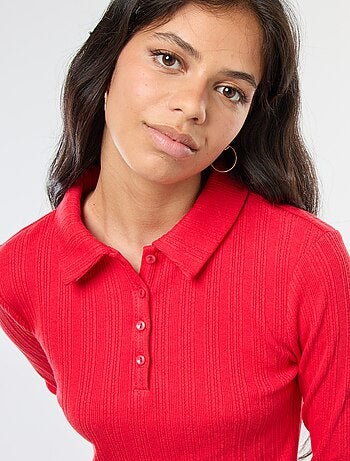 Tee-shirt en maille pointelle avec col polo