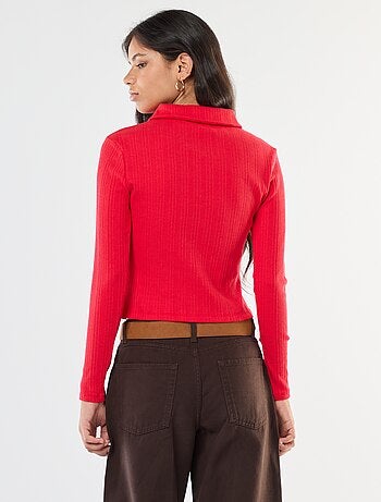 Tee-shirt en maille pointelle avec col polo