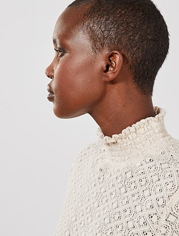 Femme du 34 au 48 - Tee shirt fantaisie ajouré - Kiabi