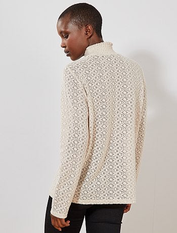 Femme du 34 au 48 - Tee shirt fantaisie ajouré - Kiabi