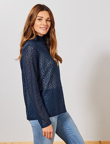 Femme du 34 au 48 - Tee shirt fantaisie ajouré - Kiabi