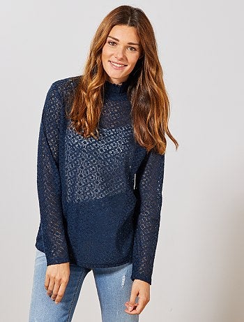 Femme du 34 au 48 - Tee shirt fantaisie ajouré - Kiabi