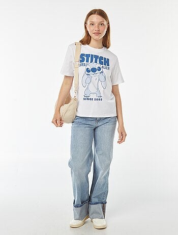Tee-shirt imprimé 'Lilo & Stitch' 'Disney' manches courtes