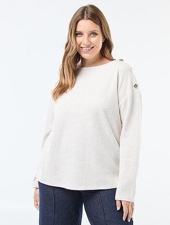 Tee-shirt maille doudou avec boutons dorés