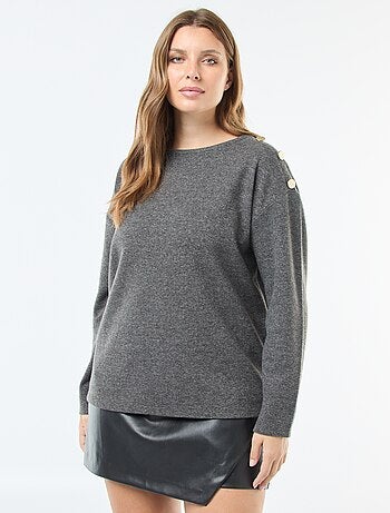 Tee-shirt maille doudou avec boutons dorés